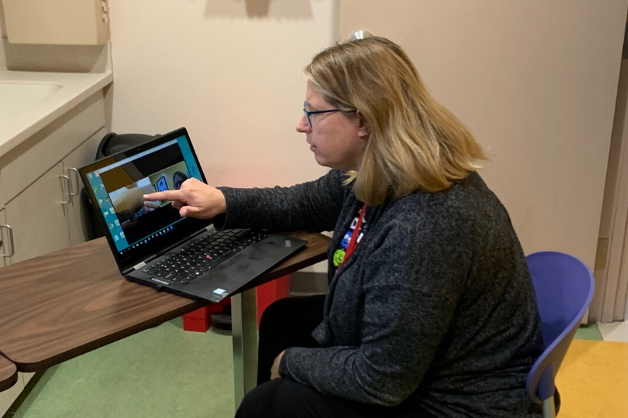 Lara Yoblonski, MD in Phoenix conducts a telehealth consultation with a patient